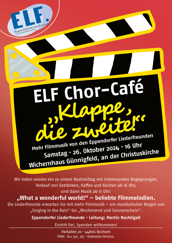 Veranstaltungsplakat Chor-Café am 26.10.2024, 16 Uhr Wichernhaus Günnigfeld