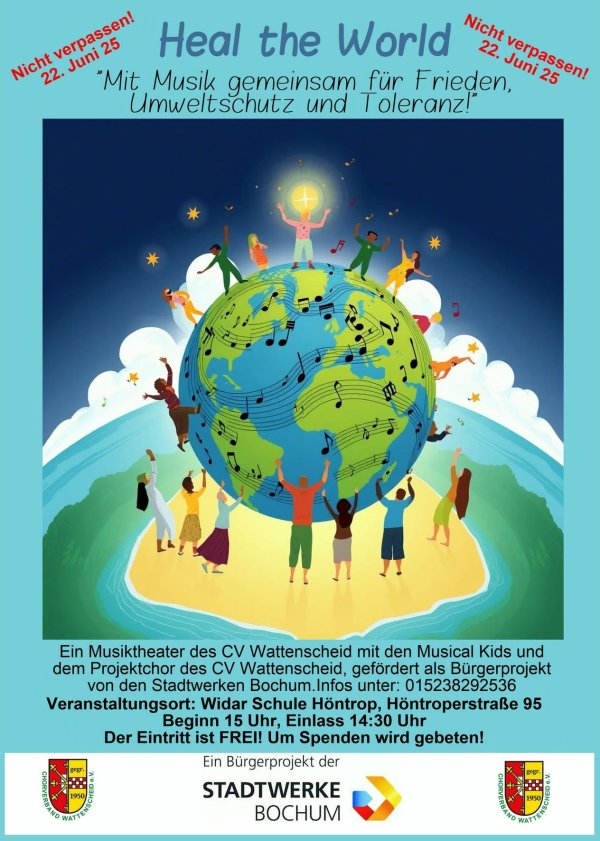 Veranstaltungsplakat Heal the World 22.6.25